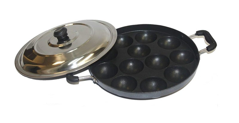 DBY Non-Stick Appam Maker - 12 Pits, Lid & Paniyaram Nonstick Cookware - Image 4