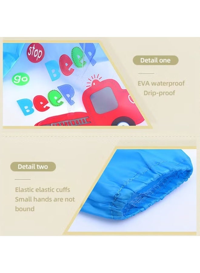 Baby Bibs مع الأكمام,4 حزمة مقاومة للماء طويلة الأكمام Bib,الأطفال الرسم Bib,لطيف نمط تغذية Bibs,Unisex تغذية Bibs للطفل الصغير 6 أشهر إلى 3 سنوات,متعددة الألوان ومتعددة النمط,, - Image 5
