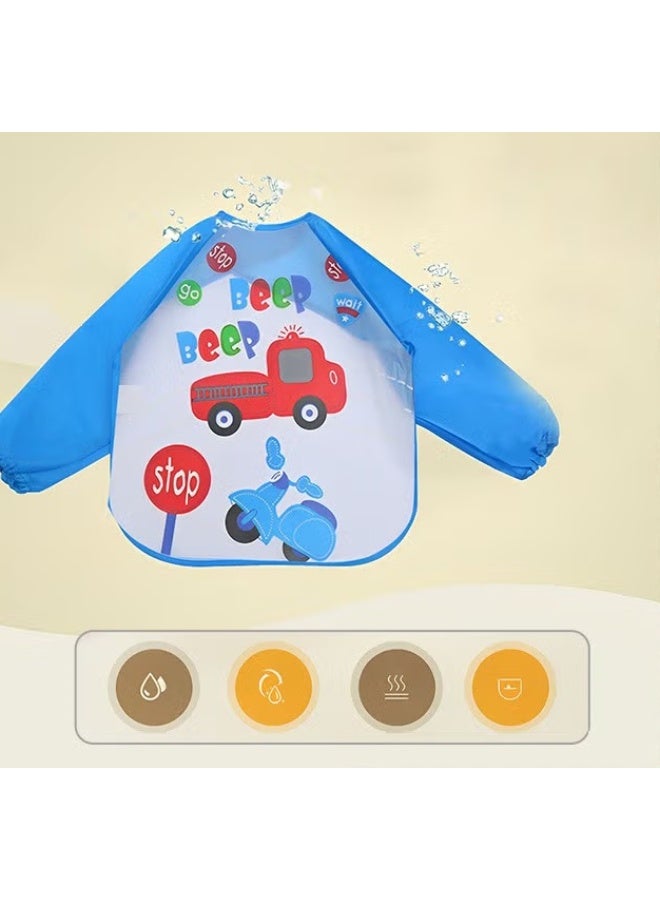 Baby Bibs مع الأكمام,4 حزمة مقاومة للماء طويلة الأكمام Bib,الأطفال الرسم Bib,لطيف نمط تغذية Bibs,Unisex تغذية Bibs للطفل الصغير 6 أشهر إلى 3 سنوات,متعددة الألوان ومتعددة النمط,, - Image 4