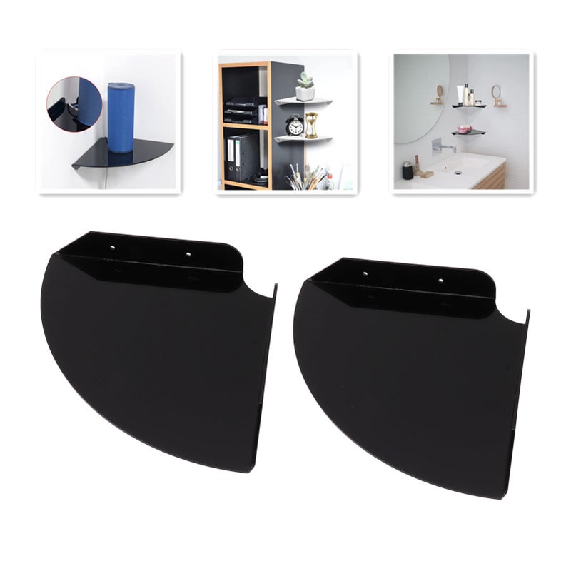 2pcs Wall Mount Floating Corner Shelves Quarter Round Hanging Corner Shelves for Bedrooms Living Rooms Shower Room Black - Image 2