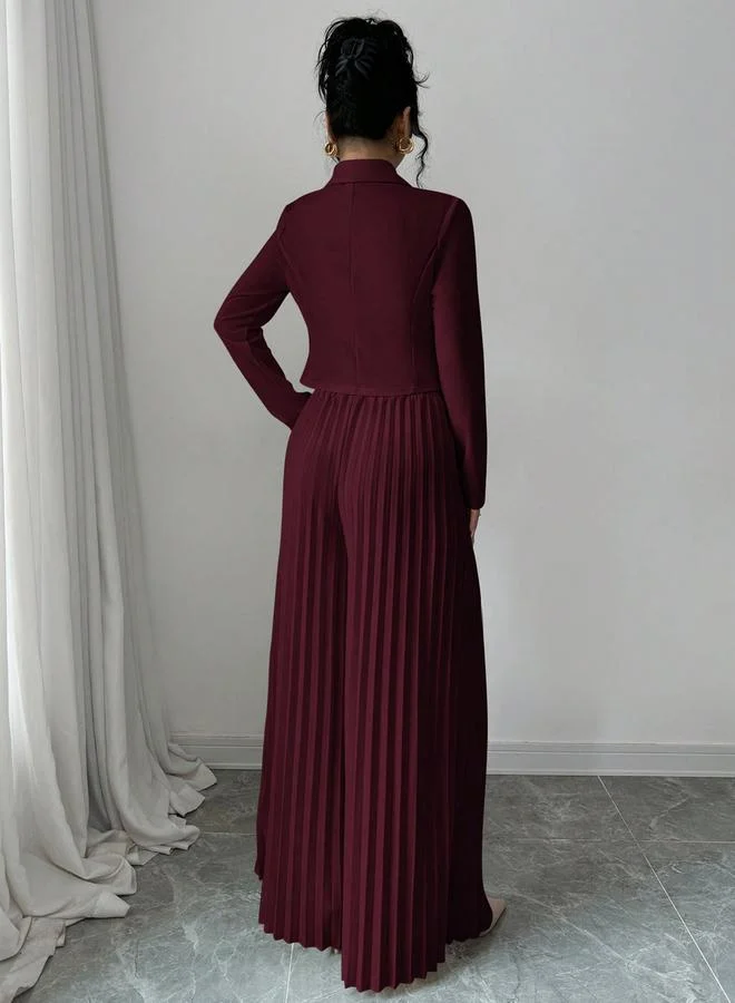 تايك تو طقم منسق من بليزر بأزرار أمامية وبنطال بكسرات