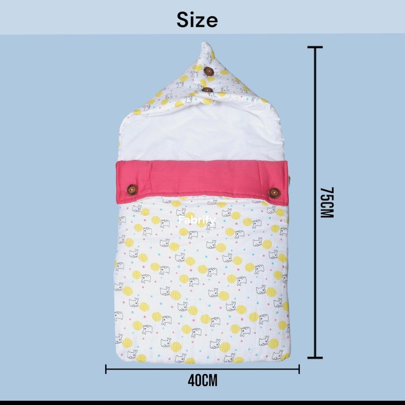 Fabrify 3 in 1 Baby Sleeping Bag & Carry Nest | Muslin Cotton Bedding Set for Infants & New Born Baby | Portable/Travel & Skin Friendly | 0-6 Months (Rabbit) - Image 2