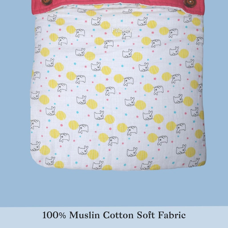 Fabrify 3 in 1 Baby Sleeping Bag & Carry Nest | Muslin Cotton Bedding Set for Infants & New Born Baby | Portable/Travel & Skin Friendly | 0-6 Months (Rabbit) - Image 5