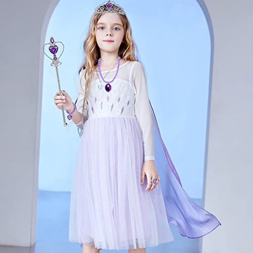 Yosbabe Princess Rapunzel Wig Rapunzel Braid Cosplay Long Hair Wig with Braid Gloves Necklace Dress up Accessories for Girls (purple1) - Image 2