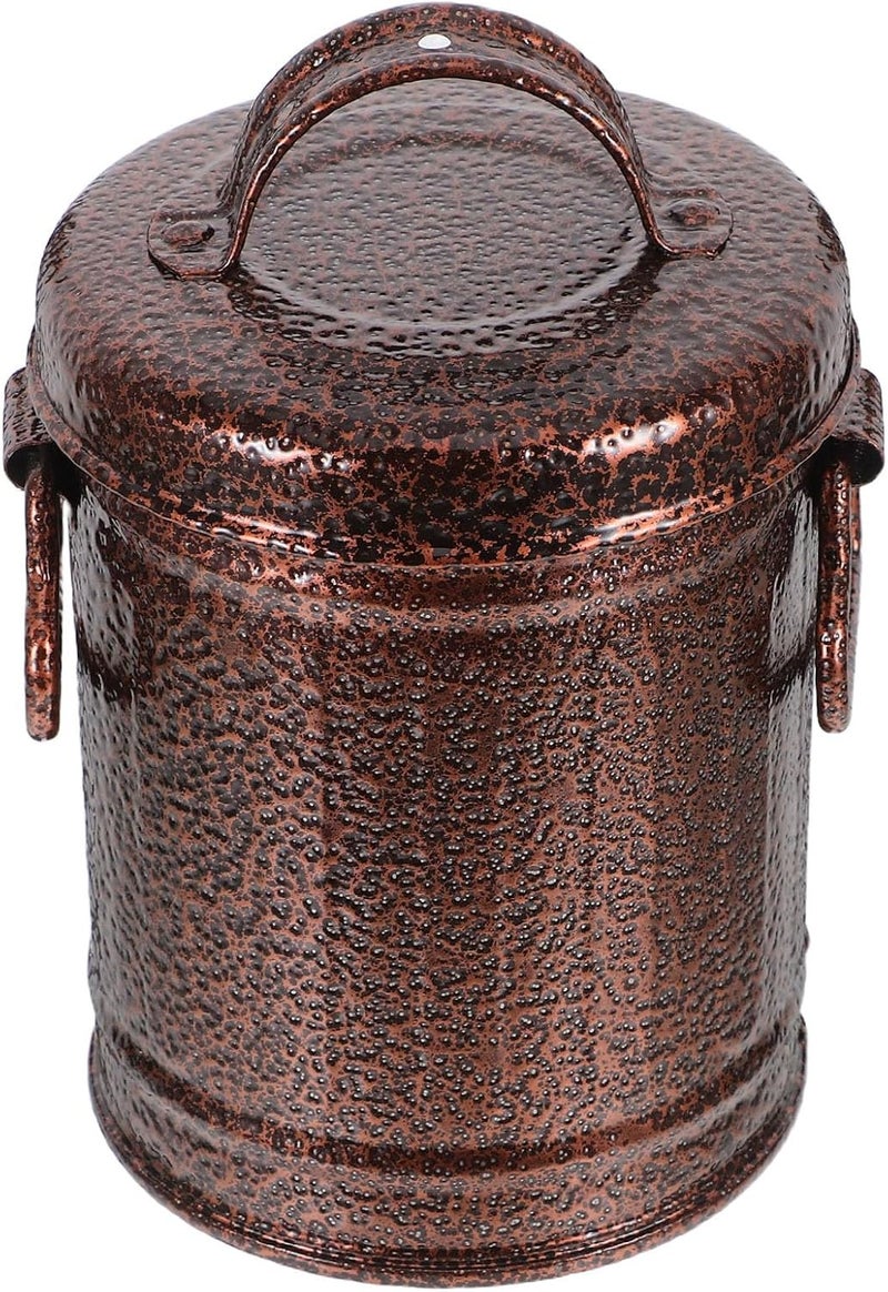 Retro Metal Ashtray with Lid, Portable Zinc-coated Iron Bucket, Vintage Copper Color Smoke Ash Container for Indoor Outdoor Patio Home Decor - Image 1