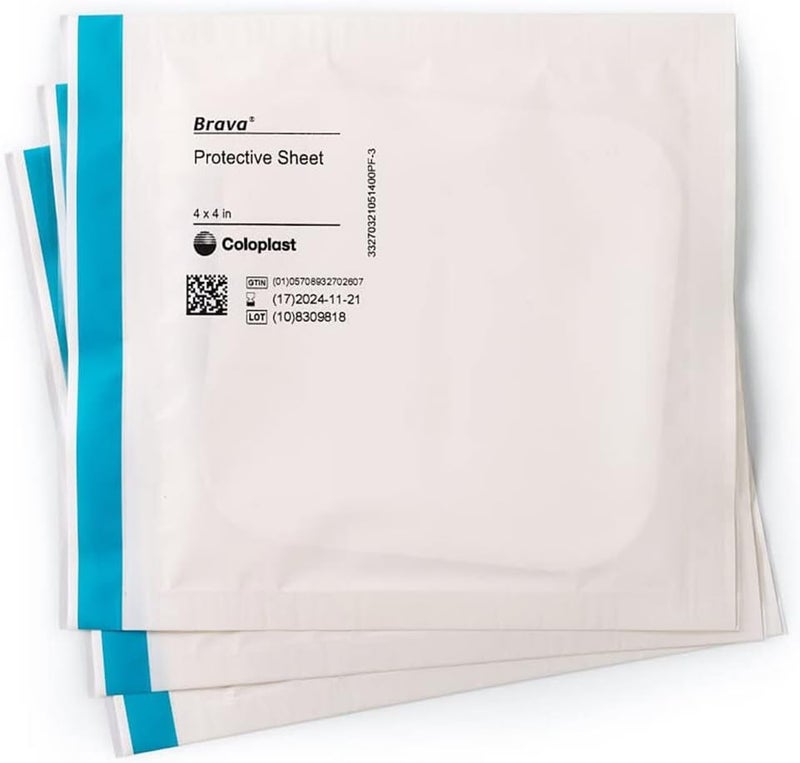 Coloplast ورقة حماية جلدية برافا ستوما 4 × 4 بوصة 32105، 10 قطعة