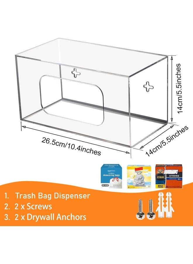 TPGP Trash Bag Dispenser Holder, Wall Mount Acrylic Kitchen Organizer Storage Box Holder for Garbage Bag Grocery Bag Plastic Shopping Bag Roll Container  - Image 3