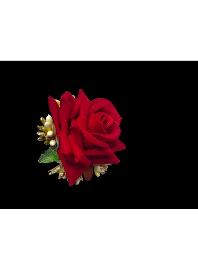 NOORINA Stylish Rose Artificial Flowers Bun Juda U Pins & Clips for Style & Decoration Bridal Brooch & Braid for Hairstyle of Bride, Wedding & Party For Women & Girls (Pack Of - 06) - Image 3