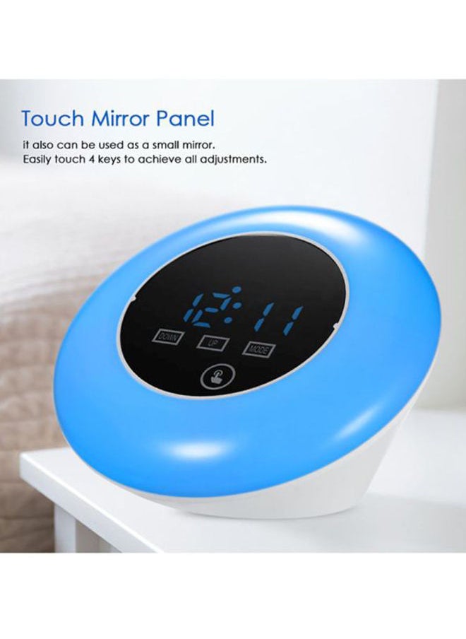 NIBEMINENT Digital LED Touch Mirror Alarm Clock Blue/White  - Image 2