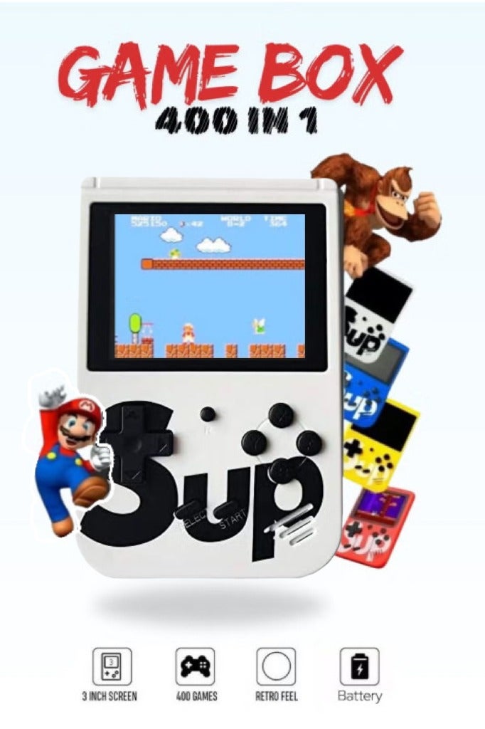 SUP Game Box Plus 400-in-1 – Retro Mini Handheld Console | Portable Nostalgic Gaming Device | Supports 2P Multiplayer | HD Color Screen | Built-in Rechargeable Battery （White） - Image 1