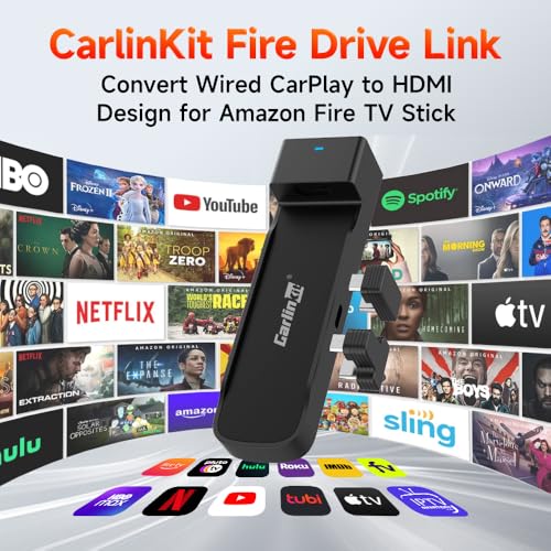 Carlinkit محول Carlinkit Car TV HDMI 2025 لجهاز Fire TV Stick، محول HDMI للسيارة، بث الفيديو/الألعاب إلى السيارة، توصيل وتشغيل، يعمل مع سيارات CarPlay السلكية وأجهزة Fire TV Stick - Image 2