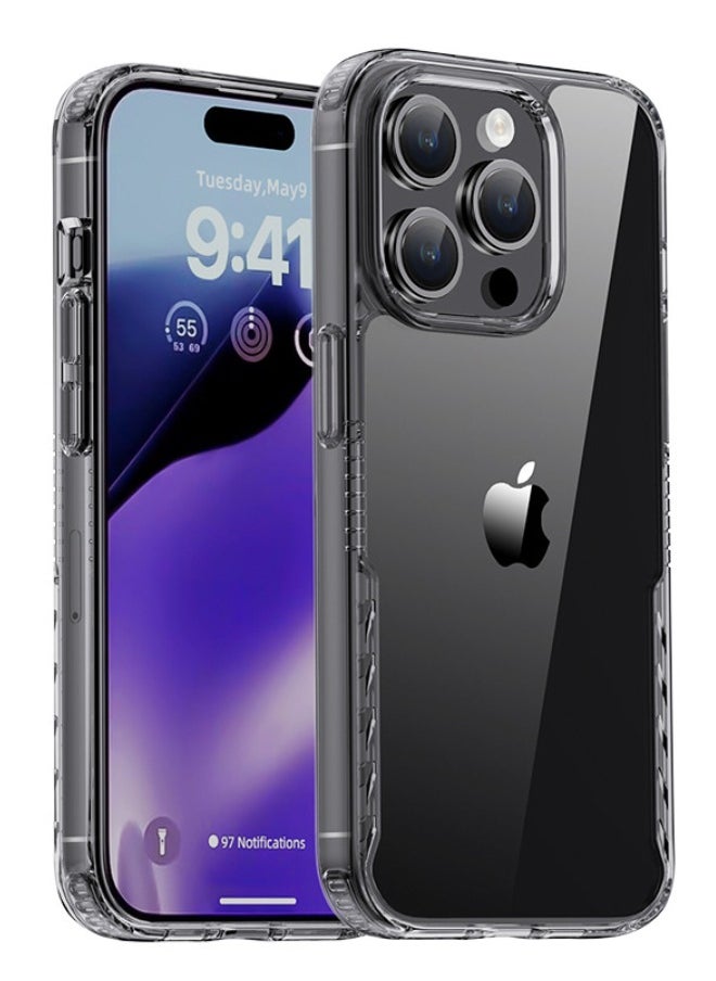 IPAKY iPhone 15 Pro Max Case, High Transparent PC Hard Backplane + TPU Soft Frame Protective Case, Anti-Drop Four Corner Airbag Anti-Yellowing Case Cover Fit for Apple iphone 15 Pro Max(Transparent Black)  - Image 1