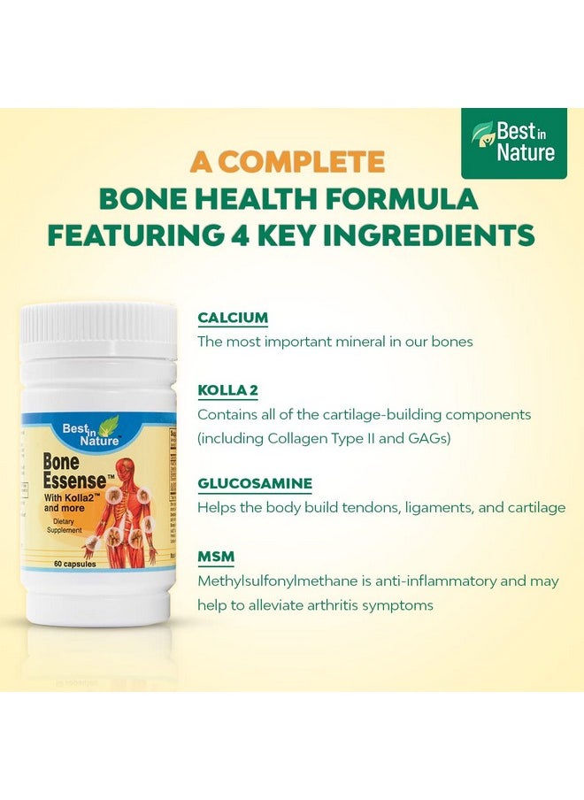 Best in Nature - Bone Essense With Kolla2- Bone And Joint Health Supplement. Supports Bone Density And Joint Lubrication (60 Count) - Image 1