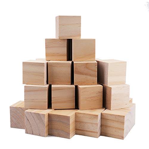 Tosnail 30 Pack 2 Inches Unfinished Wooden Cubes Wooden Blocks - Great for Crafts Making - Image 2