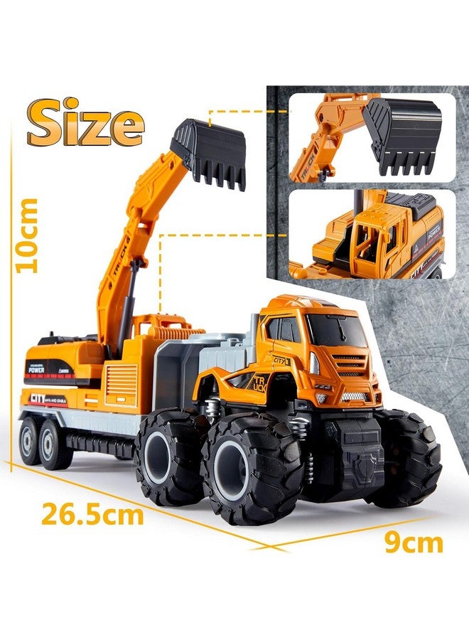 DEUSON ECOM Diecast Truck Toy Excavator Trucks Toy For Kids Die Cast Metal Head Abs Plastic Friction Power, Yellow - Image 2