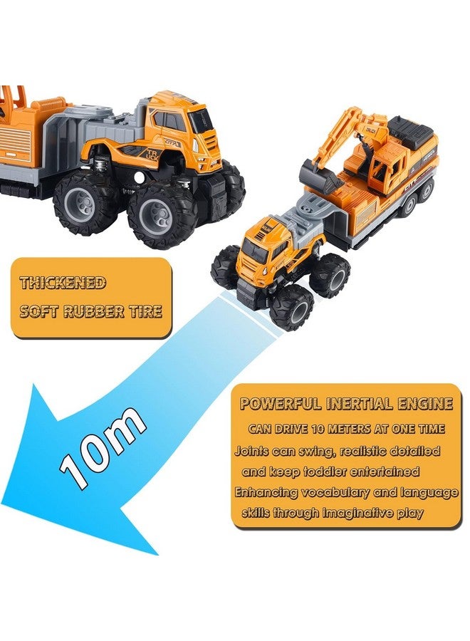 DEUSON ECOM Diecast Truck Toy Excavator Trucks Toy For Kids Die Cast Metal Head Abs Plastic Friction Power, Yellow - Image 4