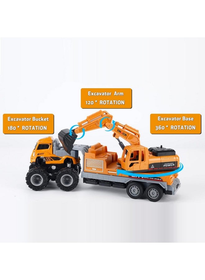 DEUSON ECOM Diecast Truck Toy Excavator Trucks Toy For Kids Die Cast Metal Head Abs Plastic Friction Power, Yellow - Image 5