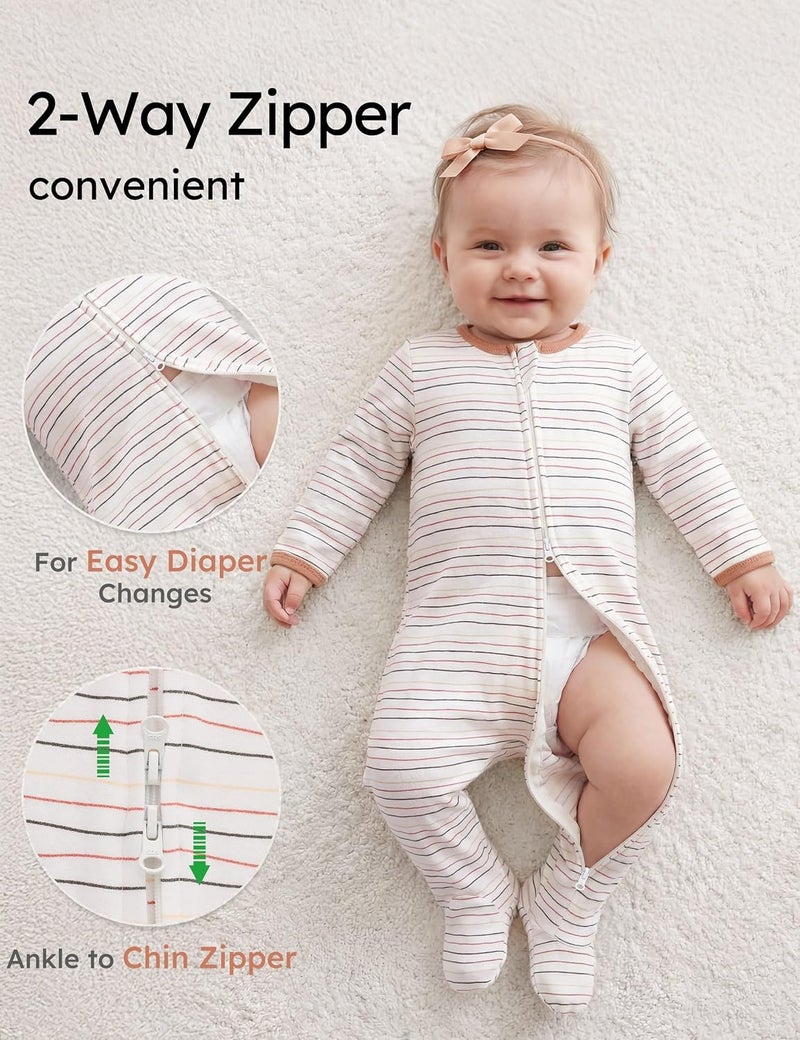 Yoofoss Baby Pajamas 100% Organic Cotton Baby Sleepers for Newborn 0-3 3-6 6-9 Months Boys Girl Clothes 3pcs Footed PJs - Image 3