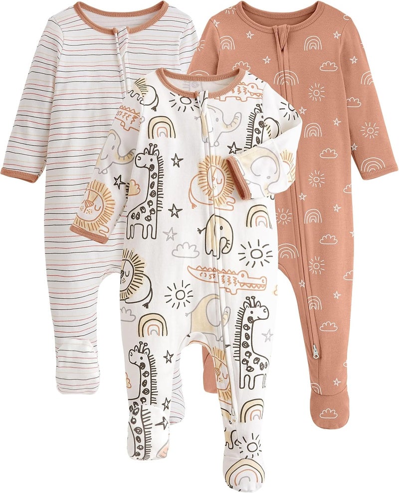 Yoofoss Baby Pajamas 100% Organic Cotton Baby Sleepers for Newborn 0-3 3-6 6-9 Months Boys Girl Clothes 3pcs Footed PJs - Image 1