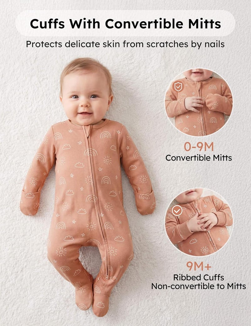 Yoofoss Baby Pajamas 100% Organic Cotton Baby Sleepers for Newborn 0-3 3-6 6-9 Months Boys Girl Clothes 3pcs Footed PJs - Image 4