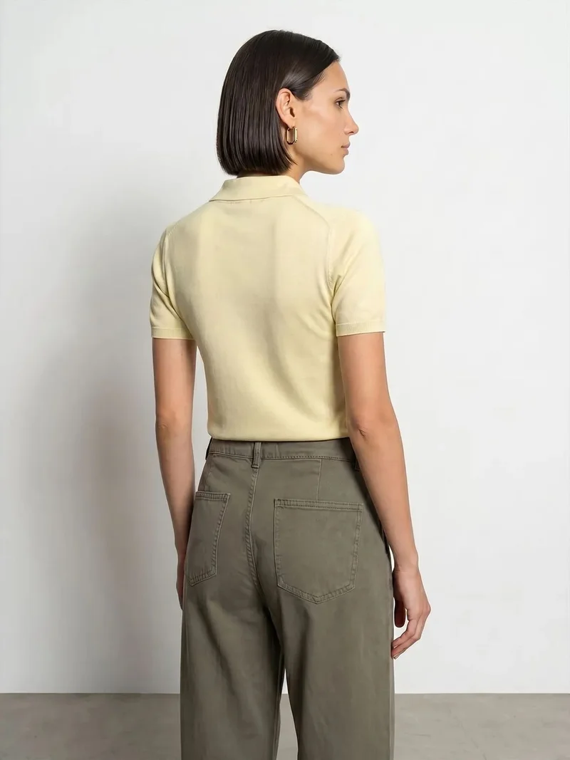 ديلفين Dilvin Slim Fit Polo Collar Knitted Blouse