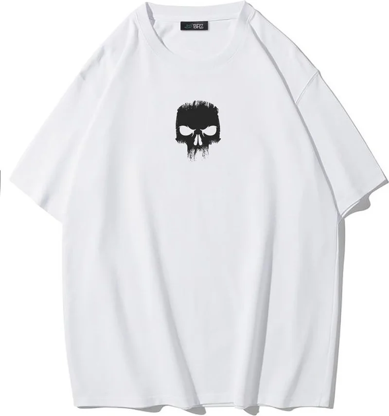 بي ار زد كولكشن Unisex Front and Back Printed Oversize Angry Skull T-Shirt