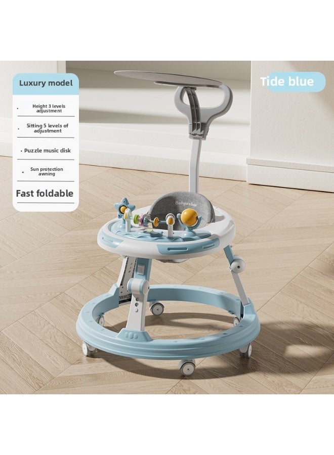 ORiTi عربة أطفال، عربة، عربة أطفال متعددة الوظائف مضادة للتقلب، يمكن للأطفال الذكور والإناث الجلوس والدفع والتعلم والقيادة وبدء السيارة - أزرق - Image 1