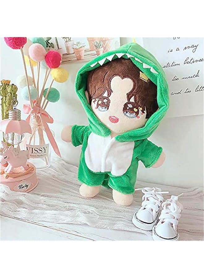 Dinosaur Suit 20cm(7.8in) Plush Doll Clothes Onesies + Shoe 2-Piece Set Green Pajamas (Green) - Image 3
