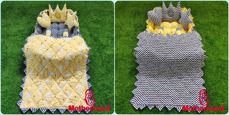 MOTHERHOOD MOTHERHOOD Rectangle Baby Tub Bed with 5 pc Baby Pillow and 1 large baby blanket Luxury Ultrasoft Comfortable Baby Mattress Bed Sleeper bedding set cosleeper for Newborn to Toddlers Yellow - Image 2