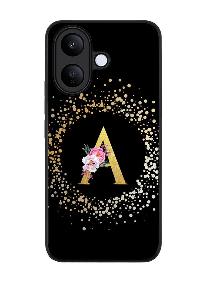 Stylizedd For vivo V60 Lite 5G / V60 Lite 4G Case,Slim fit Camera Protection, Shockproof Thin Phone cover  - Custom Monogram Floral - A ( Black ) - Image 1