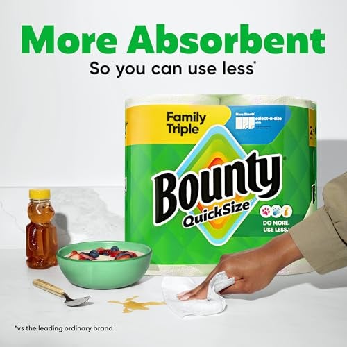 Bounty Quick-Size Paper Towels, White, 12 Family Triple Rolls = 40 Regular Rolls - Image 4