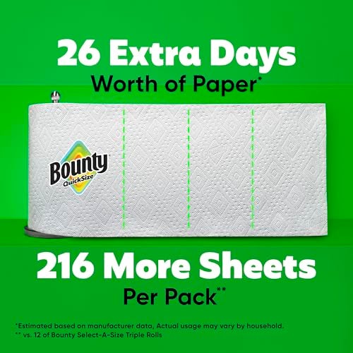 Bounty Quick-Size Paper Towels, White, 12 Family Triple Rolls = 40 Regular Rolls - Image 5