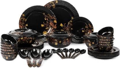 Drumstone (𝐅𝐈𝐑𝐒𝐓 𝐓𝐈𝐌𝐄 𝐄𝐕𝐄𝐑 𝐃𝐄𝐀𝐋 𝐖𝐈𝐓𝐇 𝟏𝟓 𝐘𝐄𝐀𝐑𝐒 𝐖𝐀𝐑𝐑𝐀𝐍𝐓𝐘) 40-Piece Melamine Lotus Dinner Set, Shatterproof Dinnerware, Lightweight and Heatproof - Image 1