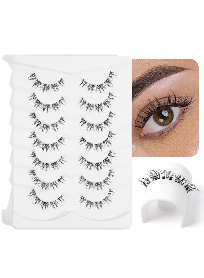 MAGEFY Lashes False Eyelashes Cat Eyes Wispy Natural Faux Mink Lashes 7 Pairs Pack Light Volume Short Fake Eye Lashes 3D Artificial Lashes Fluffy and Soft Lash Set - Image 1
