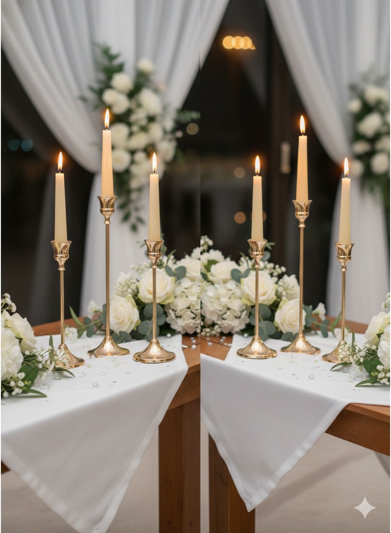 مجموعة من 6 حاملات شموع عتيقة، حاملات شموع مدببة، مجموعة حاملات شموع، مجموعة حاملات شموع ذهبية وردية، قطعة مركزية زخرفية عصرية عتيقة لرف الطاولة، هدية حفل زفاف، حفل استقبال ضيوف - Image 5