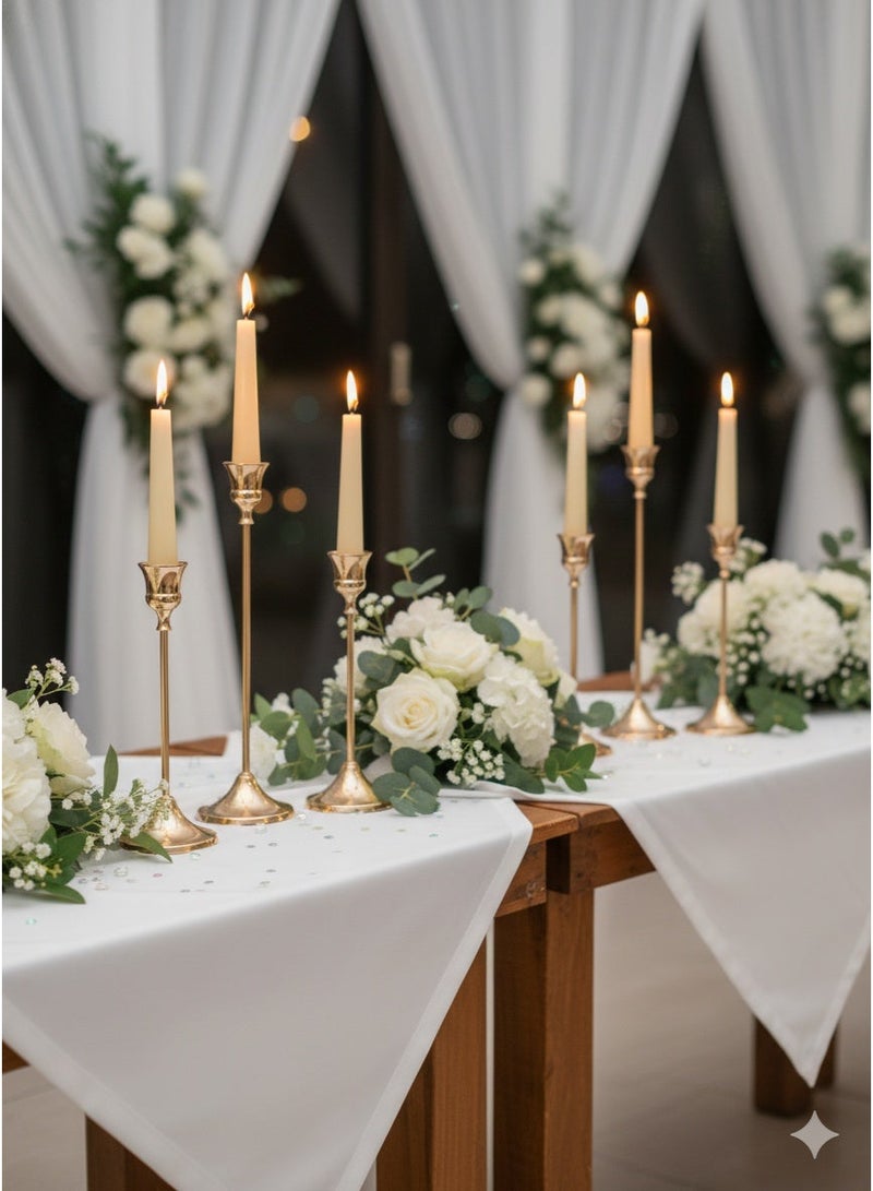 مجموعة من 6 حاملات شموع عتيقة، حاملات شموع مدببة، مجموعة حاملات شموع، مجموعة حاملات شموع ذهبية وردية، قطعة مركزية زخرفية عصرية عتيقة لرف الطاولة، هدية حفل زفاف، حفل استقبال ضيوف - Image 1