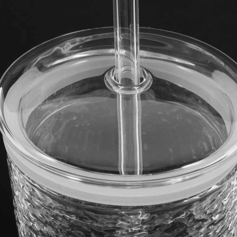 2Pcs Glass Tumbler Cups with Lid and Water Coffee Drinking Bottle Juice Cup Beverage Cup - Image 2