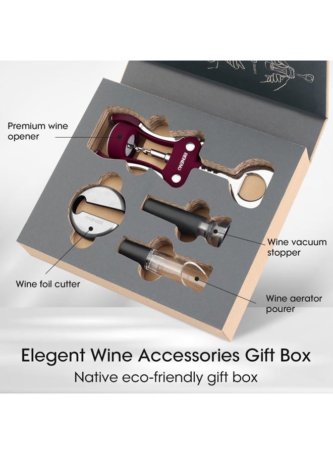 Beneno Wine Opener Gift Set Premium Wing Corkscrew Wine Bottle Opener with Multifunctional Bottles Opener, Wine Foil Cutter, Wine Vacuum Stopper, Wine Aerator Pourer Upgrade for Wine Lovers Man Woman - Image 2