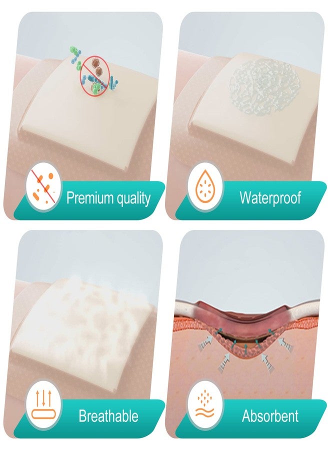 Dimora Silicone Foam Dressing with Border Adhesive 6"x6" Waterproof Wound Dressing Bandage for Wound Care 10 Pack - Image 3