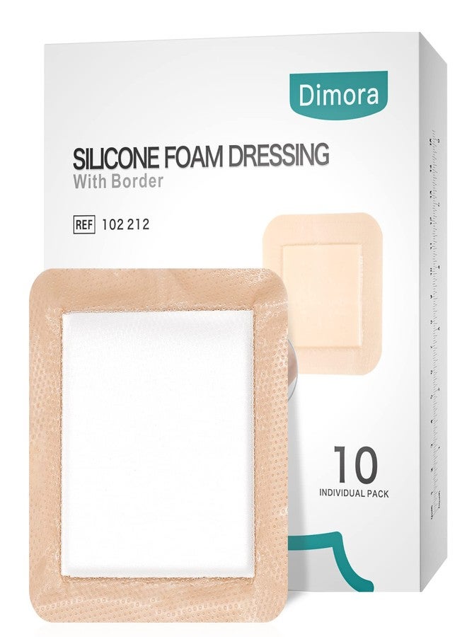 Dimora Silicone Foam Dressing with Border Adhesive 6"x6" Waterproof Wound Dressing Bandage for Wound Care 10 Pack - Image 1