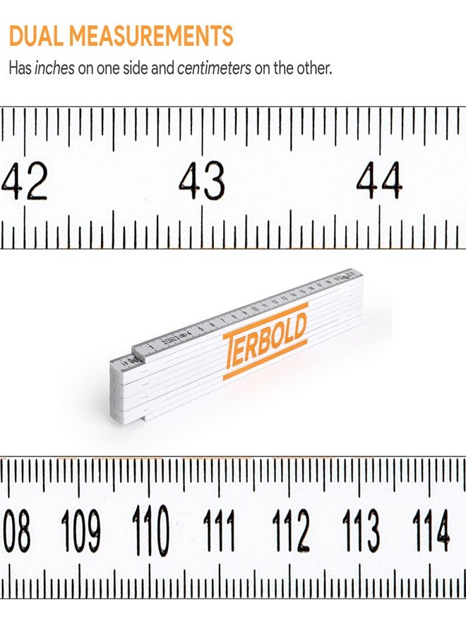 Terbold Folding Ruler 6ft 2m Yard Stick, Metric and Imperial Measurements, Durable Fiberglass Carpenter's Fold Rule Yard Stick (Pack of 2) - Image 2