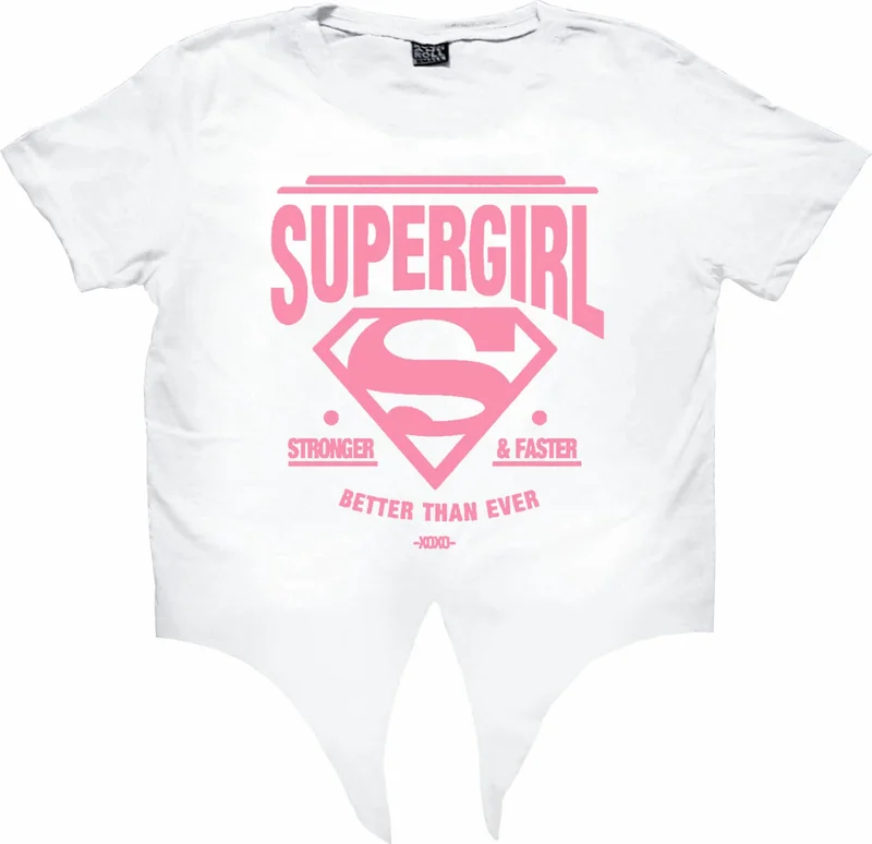 Rock&Roll Superabla White Cut-Out Crop Top Tied Women's T-Shirt
