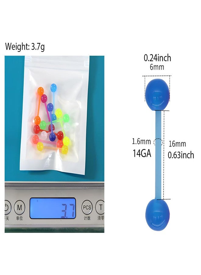 POYAMUSE Glow in the Dark Tongue Rings – 14G UV Acrylic Ball Barbell Piercing Jewelry for Women Beach Jewelry-acrylic - Image 5