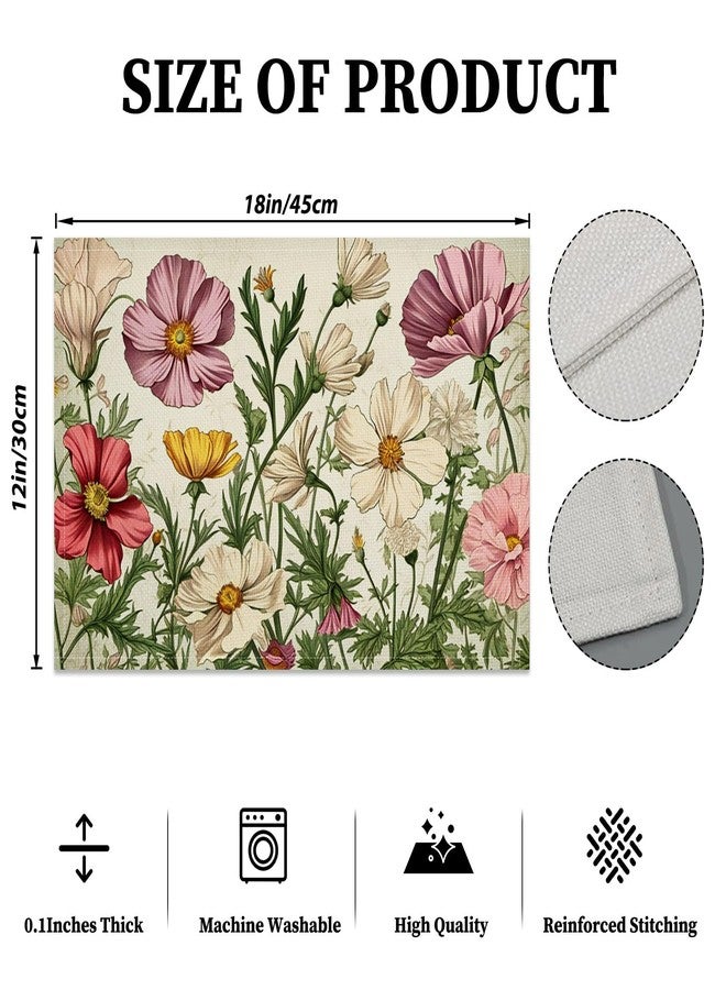 CSFOTO Vintage Flower Placemats Set of 4 Country Nature Floral Place Mats for Kitchen Restaurant Decoration Spring Outdoor Party Dinner Table Decoration Washable Linen Placemats 18"x12" - Image 2