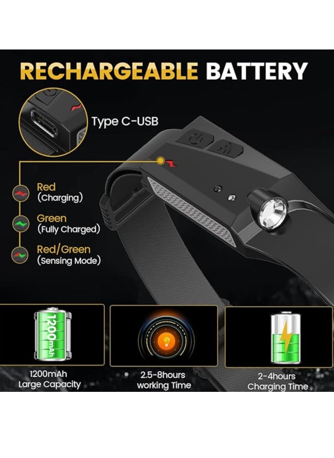 QLIGHT Headlamps Rechargeable 2PCS Camping Headlamp, 230° Wide Beam Lightweight LED Head lamp with Motion Sensor for Adults - Camping Accessories Gear, Waterproof Head Light Flashlight for Camping Hiking, Running, Repairing, Fishing, Cycling  - Image 5