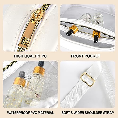 Fibrdoo Clear Bag Stadium Approved, Leather Clear Crossbody Purse Bag for Concerts Sports Events Festivals (White) - Image 4