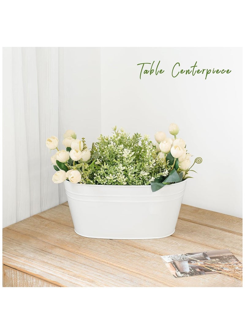 Metal Iron Hanging Flower Pots for Railing Fence Outdoor Planter Hanging Bucket Pots Countryside Style Window Flower Plant Holder with Detachable Hooks Home Decor,White,3 Pcs - Image 3