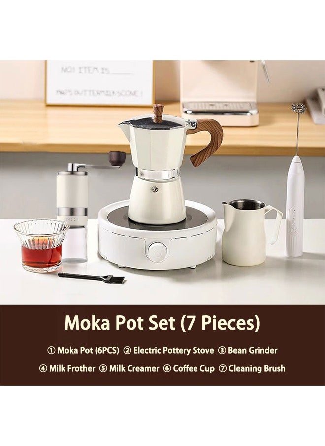 V60 Coffee Maker Set,300ml Espresso Maker Steam Italian Stovetop Coffee Makers With Electric Ceramic Cooker Coffee Gift for Home Travel