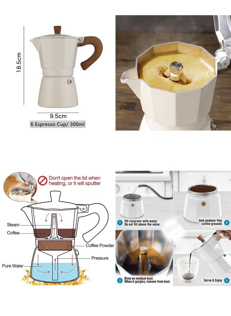 V60 Coffee Maker Set,300ml Espresso Maker Steam Italian Stovetop Coffee Makers With Electric Ceramic Cooker Coffee Gift for Home Travel