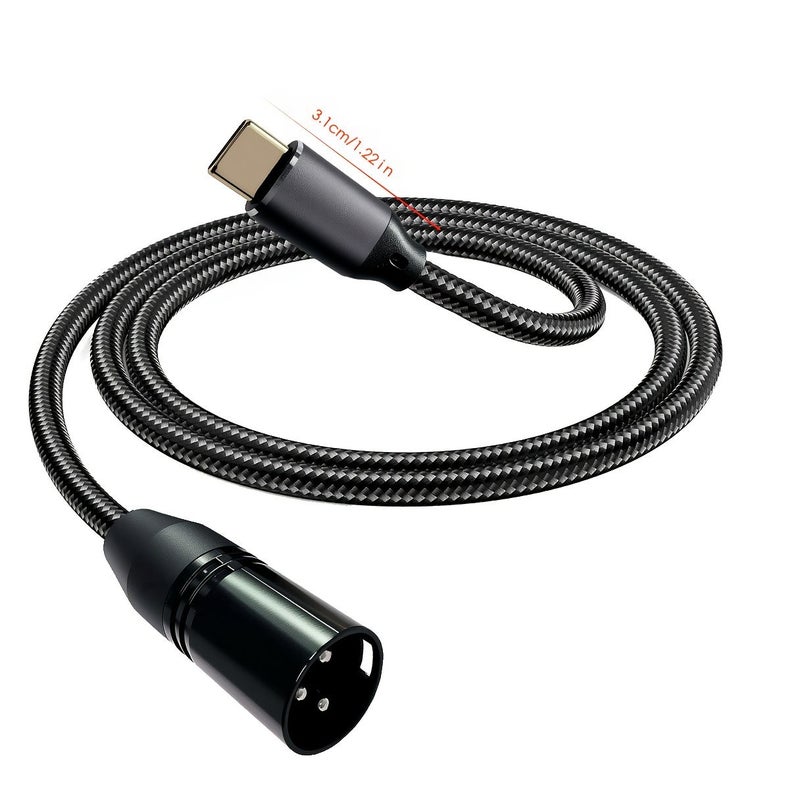 كابل USB C إلى XLR ذكر للميكروفون بطول 78.74 بوصة، كابل إخراج من نوع C إلى XLR لمكبرات الصوت والسماعات والخلاطات وغيرها. - Image 2